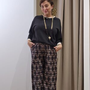 Pantalone palazzo in Satin geometrico